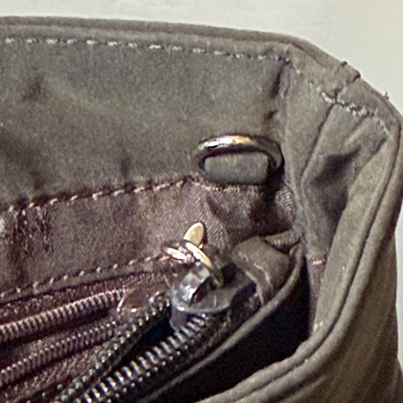 Vintage Nine West Chocolate Brown Nylon Mini Bag Metal Top Handle - Picture 5 of 6